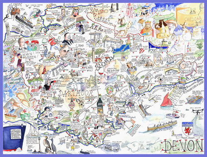 Map of Devon - Tim Bulmer 1000 Piece Jigsaw Puzzle