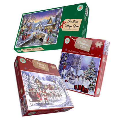 2024 Countdown to Christmas 1000 Piece Jigsaw Puzzle Bundle