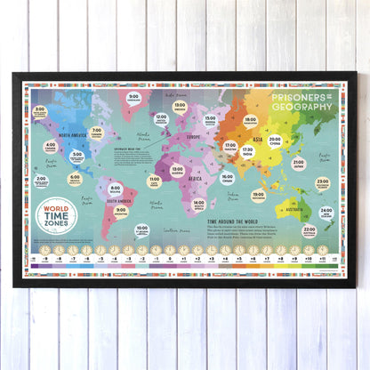 Prisoners of Geography World Time Zones Educational Wall Map