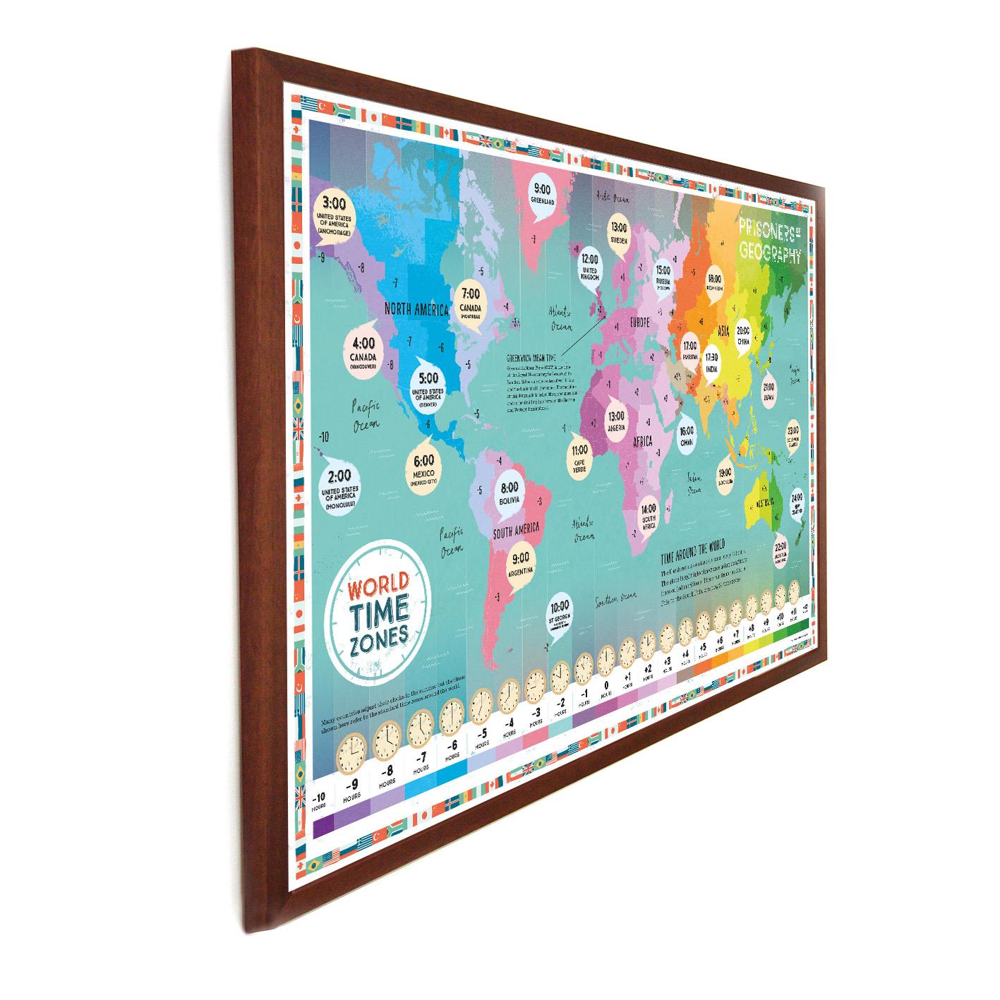 Prisoners of Geography World Time Zones Educational Wall Map