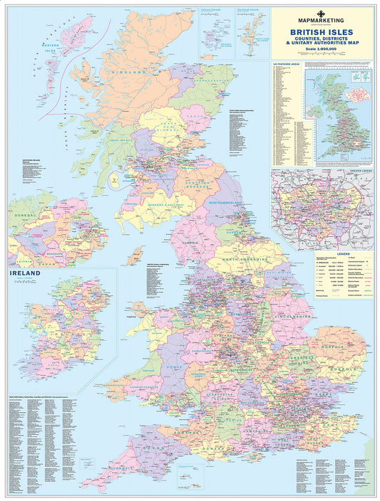 British Isles County Map 1000 Piece Jigsaw Puzzle