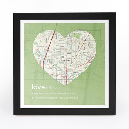 US Wall Art - Personalized Framed Dictionary Definition US Map - Love