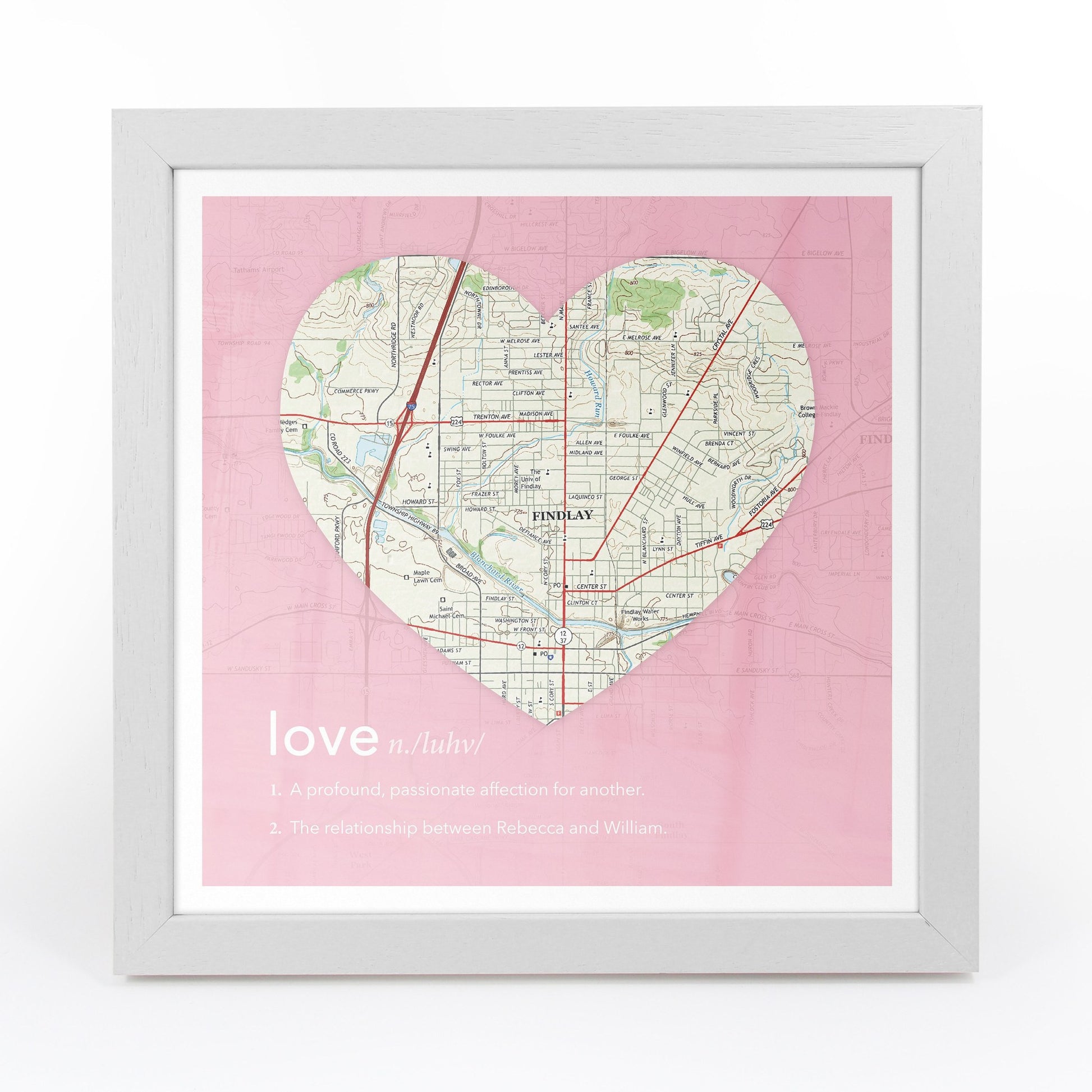 US Wall Art - Personalized Framed Dictionary Definition US Map - Love