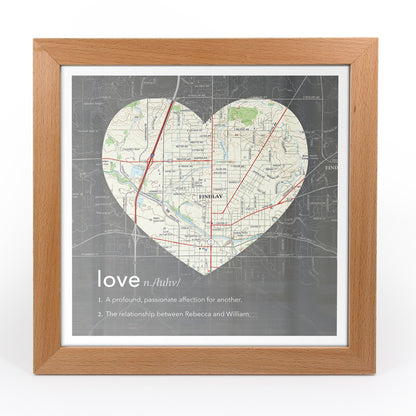 US Wall Art - Personalized Framed Dictionary Definition US Map - Love