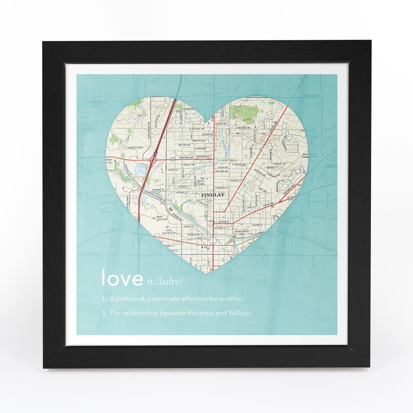 US Wall Art - Personalized Framed Dictionary Definition US Map - Love