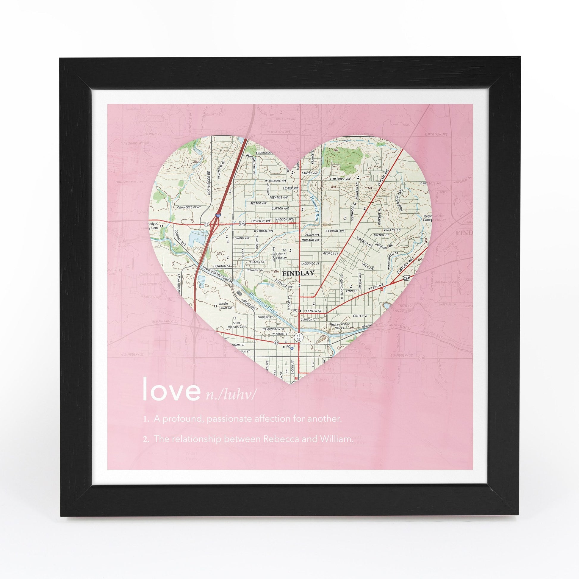 US Wall Art - Personalized Framed Dictionary Definition US Map - Love