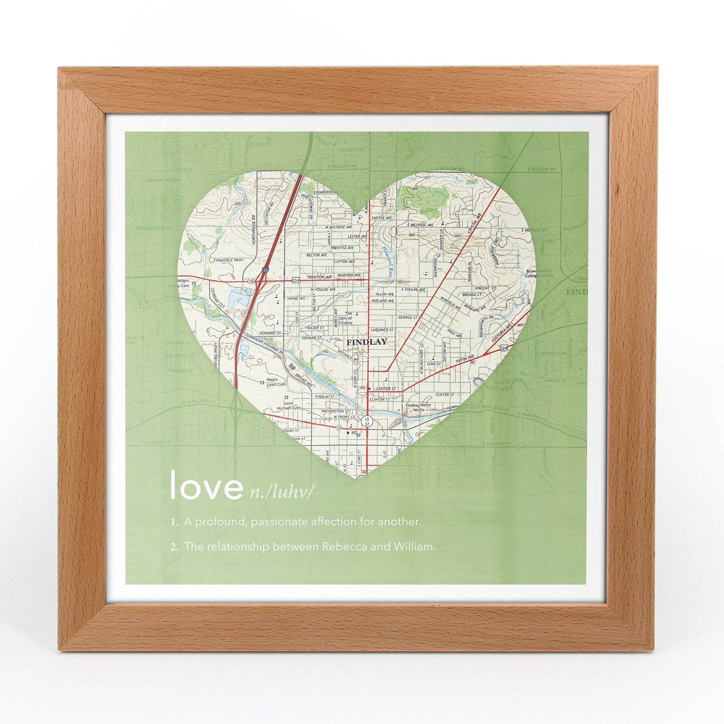 US Wall Art - Personalized Framed Heart US Map