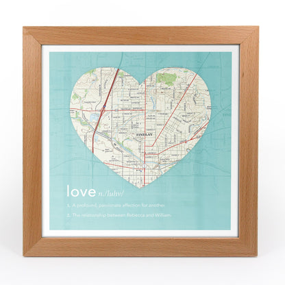 US Wall Art - Personalized Framed Heart US Map