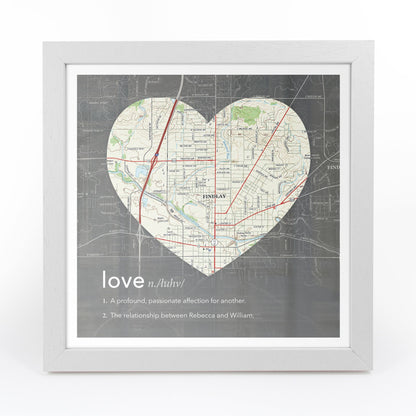 US Wall Art - Personalized Framed Heart US Map