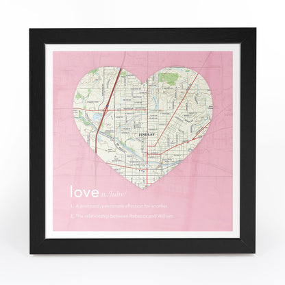 US Wall Art - Personalized Framed Heart US Map