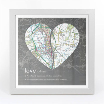 Wall Art - Joined Map Heart – Personalised Dictionary Definition Map Art - Love