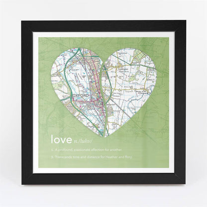 Wall Art - Joined Map Heart – Personalised Dictionary Definition Map Art - Love