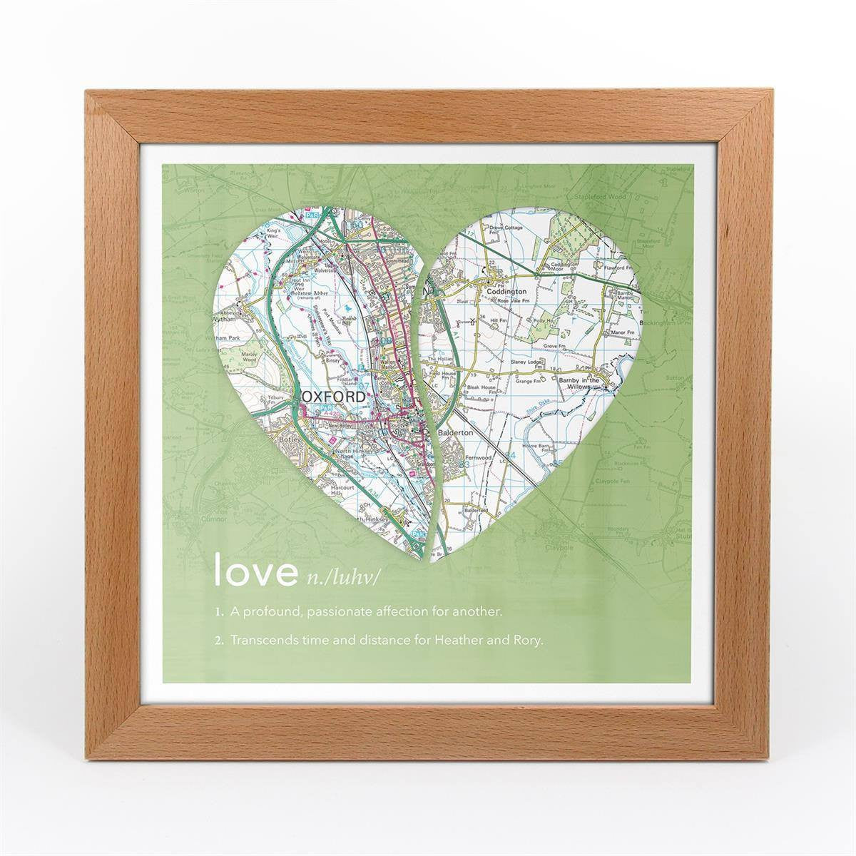 Wall Art - Joined Map Heart – Personalised Dictionary Definition Map Art - Love