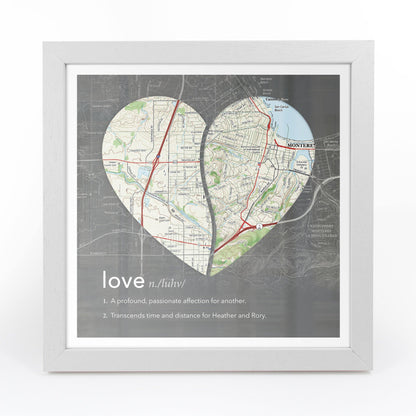 Wall Art - Joined Map Heart – Personalized Dictionary Definition Map Art - Love