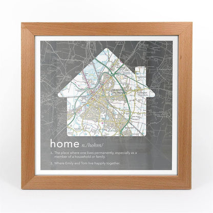 Wall Art - Personalised Framed Dictionary Definition Map - Home