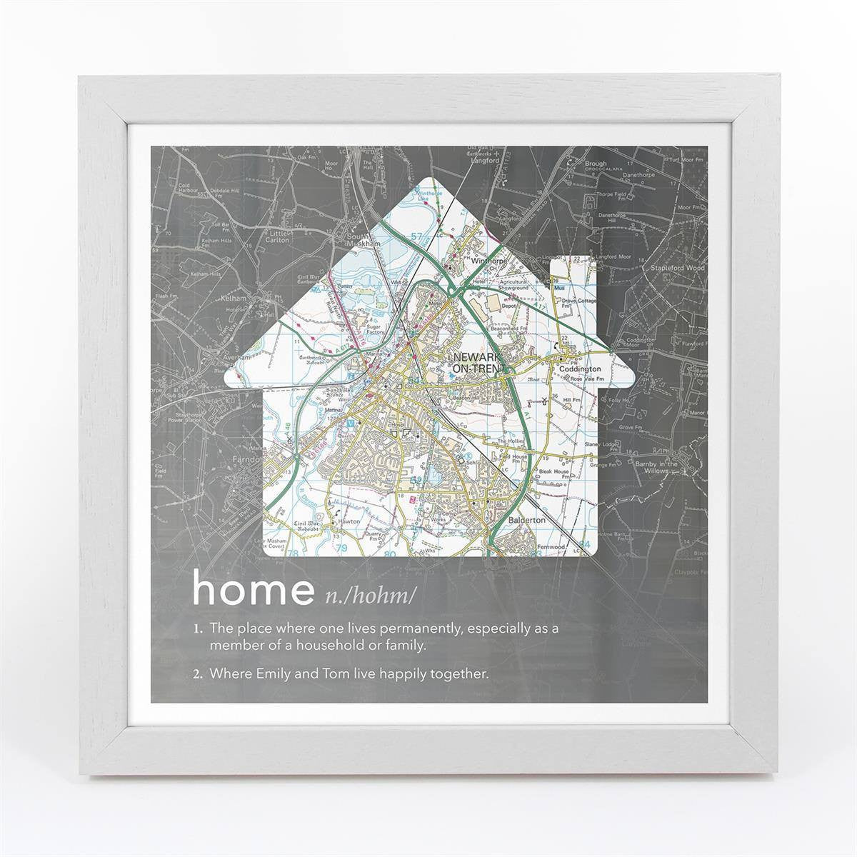 Wall Art - Personalised Framed Dictionary Definition Map - Home