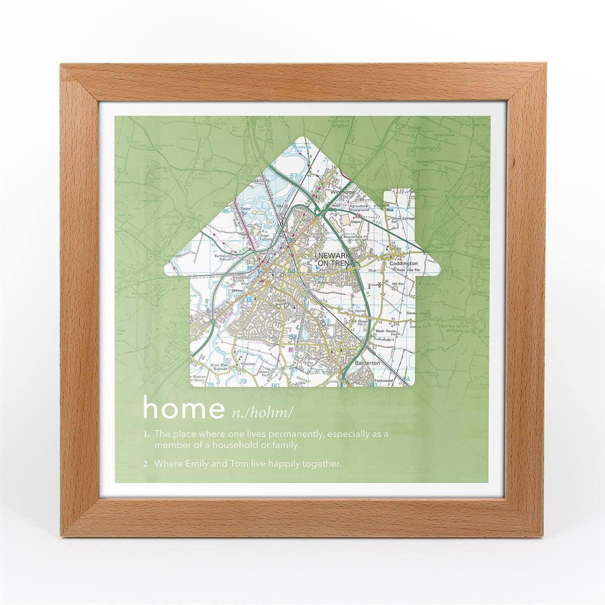 Wall Art - Personalised Framed Dictionary Definition Map - Home