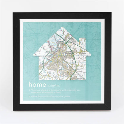 Wall Art - Personalised Framed Dictionary Definition Map - Home