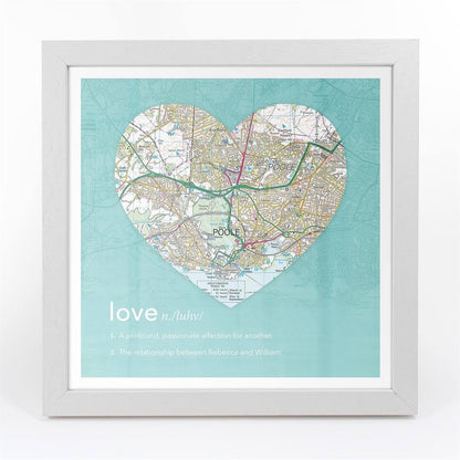 Wall Art - Personalised Framed Dictionary Definition Map - Love