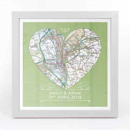 Wall Art - Personalised Joined Heart - Framed Map Print