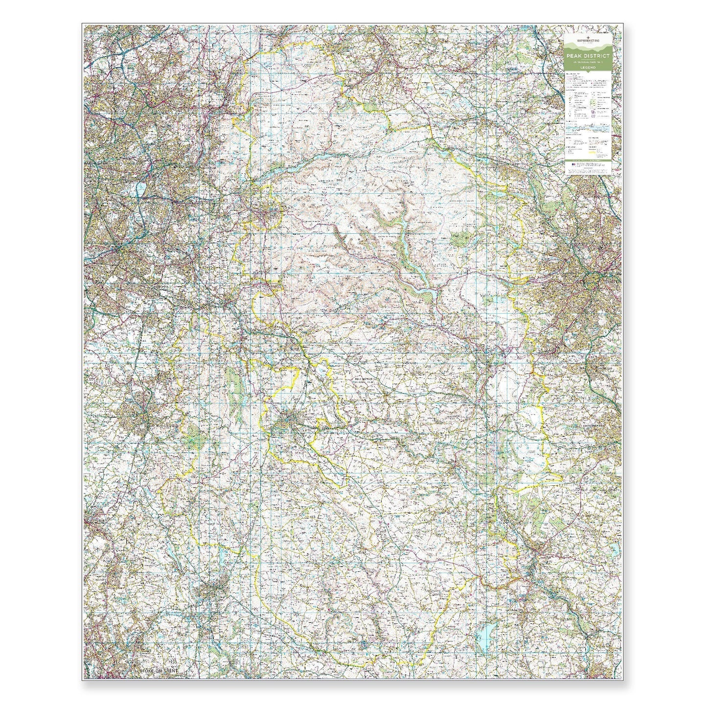 Wall Maps - Peak District - UK National Park Wall Map