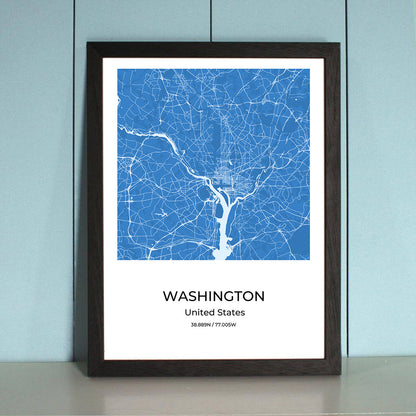 Washington City Map Wall Art